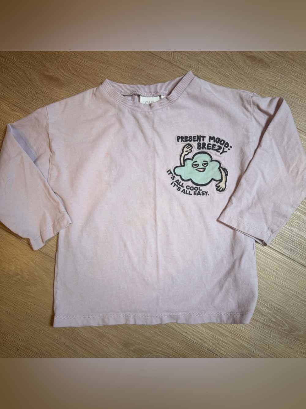 Zara Light Pink Tee with Green Character Graphic
